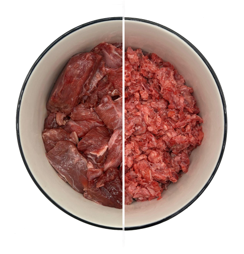 Before and after mincing